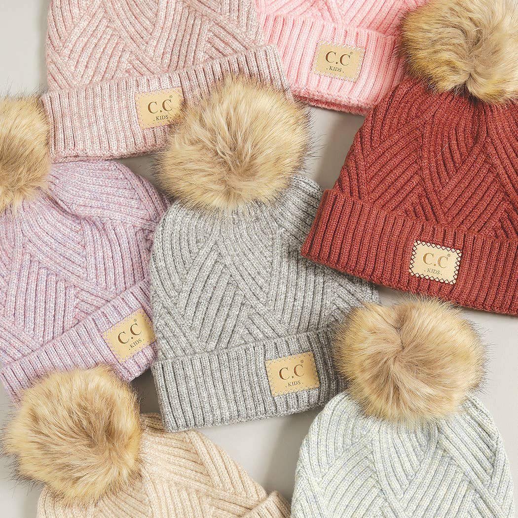 Kids Criss-Cross Pattern Beanie Hat