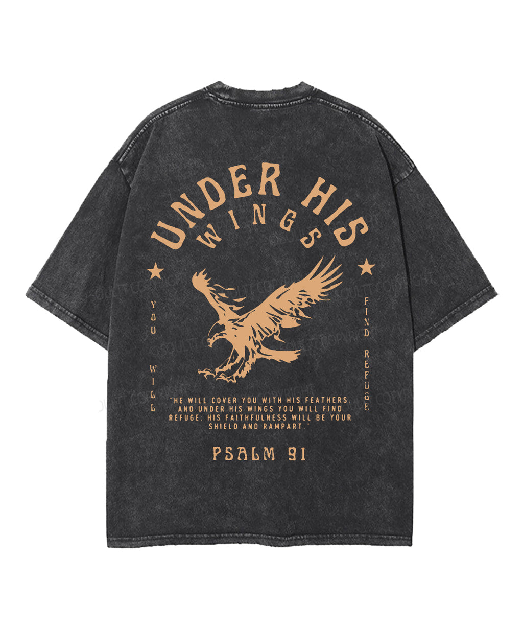 Under His Wings Double Sided Unisex Washed Christian T-shirt Hoodie, Sweatshirt | CiraTrend.com (Image 2)