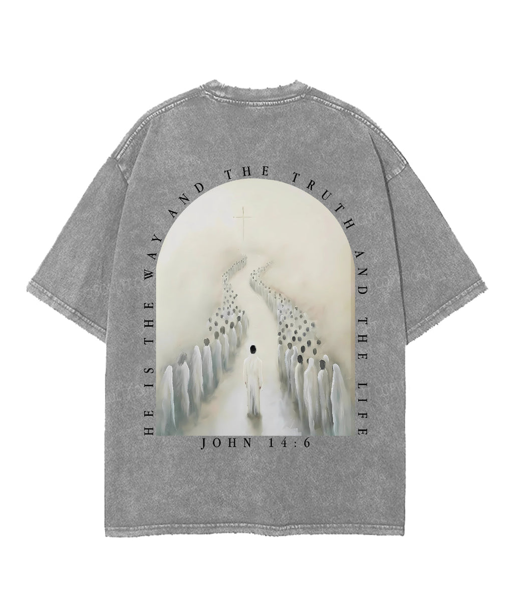 He Is The Way Double Sided Unisex Washed Christian T-shirt Hoodie, Sweatshirt | CiraTrend.com (Image 5)