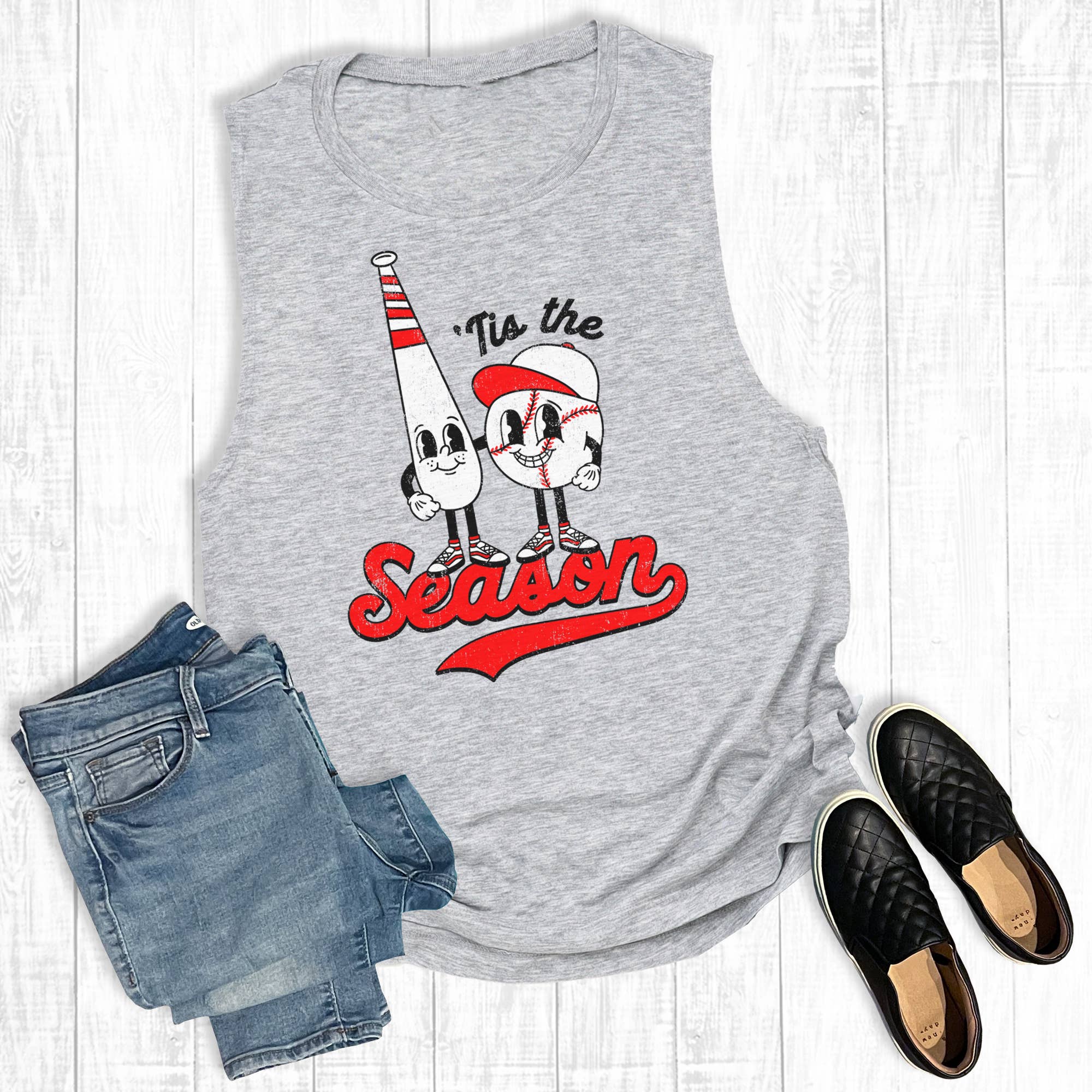 Baseball Vintage Tis the Season Tank Tank Top