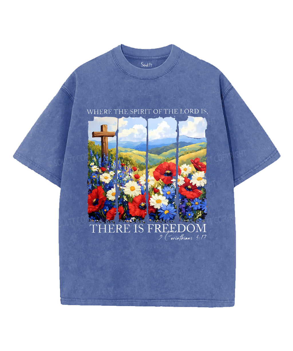 There Is Freedom Unisex Washed Christian T-shirt Style005 Hoodie, Sweatshirt | CiraTrend.com (Image 1)