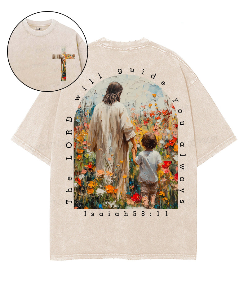 The Lord Will Guide You Double Sided Unisex Washed Christian T-shirt Hoodie, Sweatshirt | CiraTrend.com (Image 1)