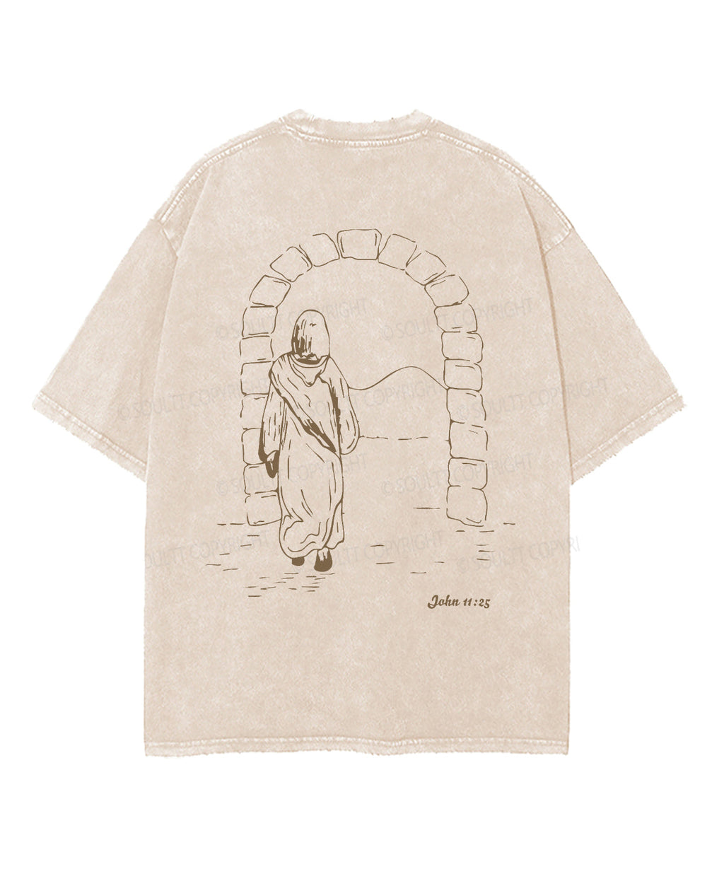 I AmThe Resurrection Double Sided Unisex Washed Christian T-shirt Hoodie, Sweatshirt | CiraTrend.com (Image 3)