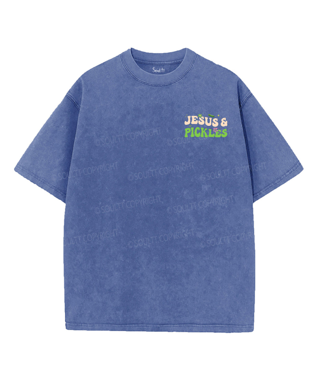 Love Jesus And Love Pickles Double Sided Unisex Washed Christian T-shirt Hoodie, Sweatshirt | CiraTrend.com (Image 5)