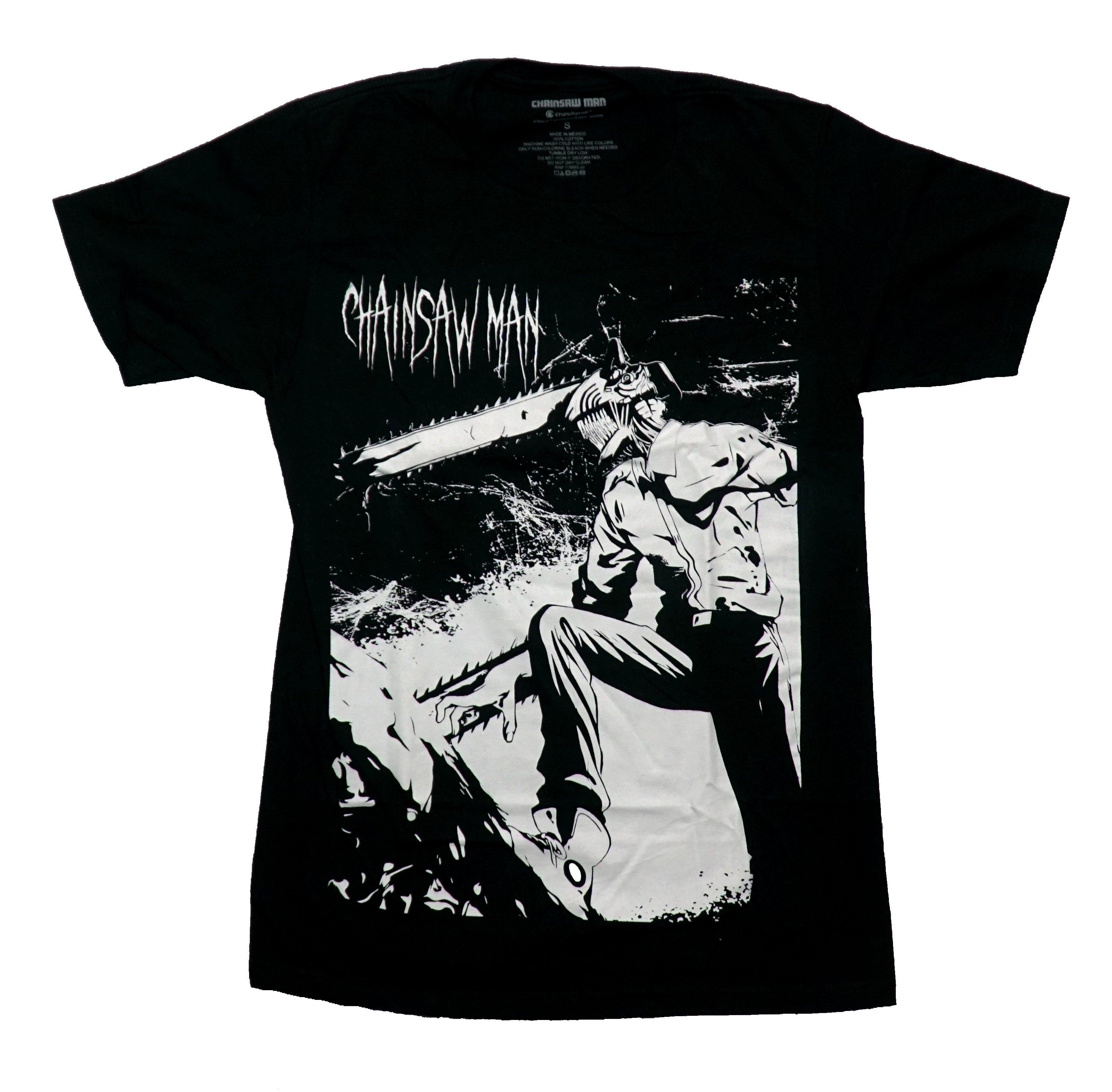 Chainsaw Man  Mens T-Shirt - B & W Print of Chainsaw Man Under Sharp Font Hoodie, Sweatshirt | CiraTrend.com