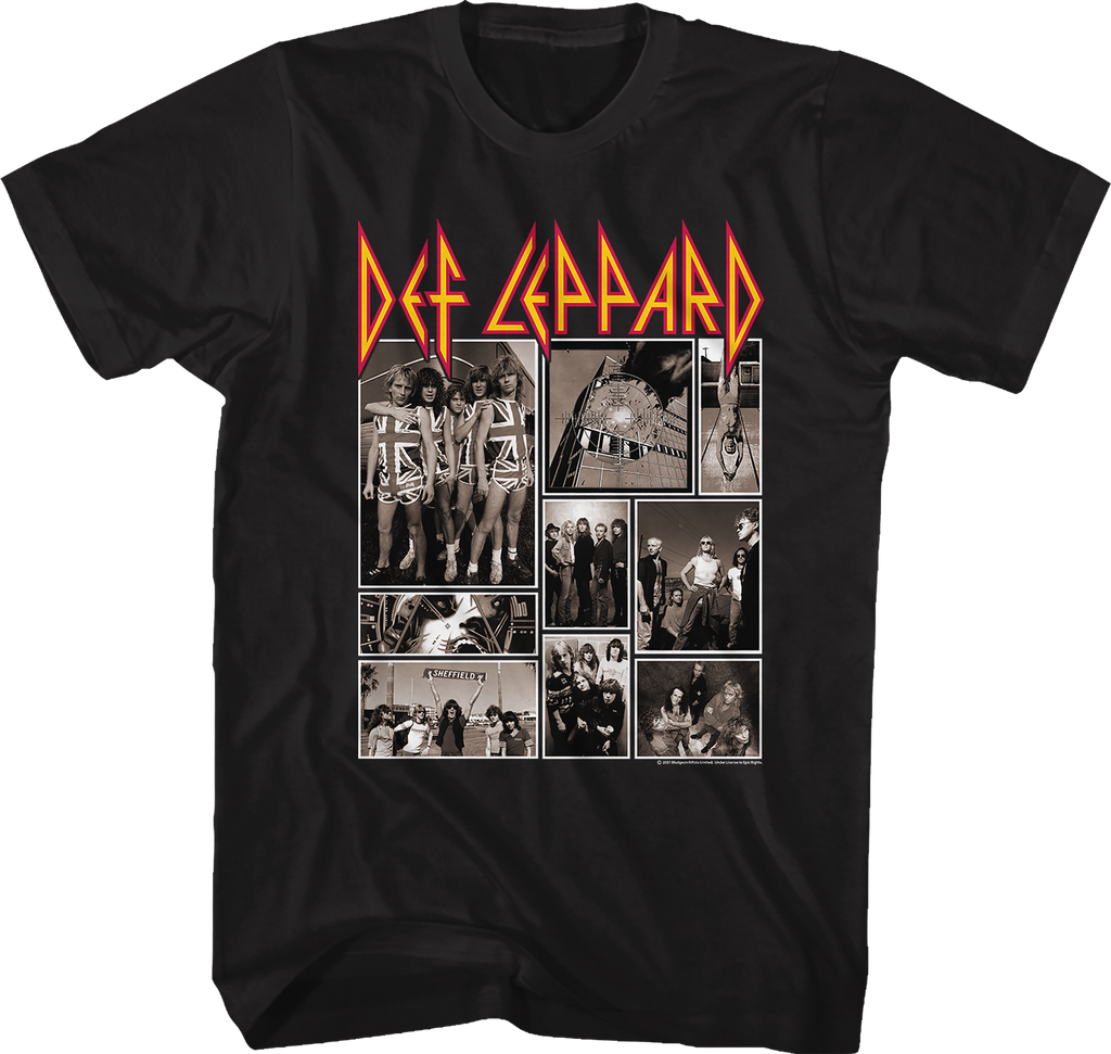 Black and White Collage Def Leppard T-Shirt Hoodie, Sweatshirt | CiraTrend.com (Image 1)