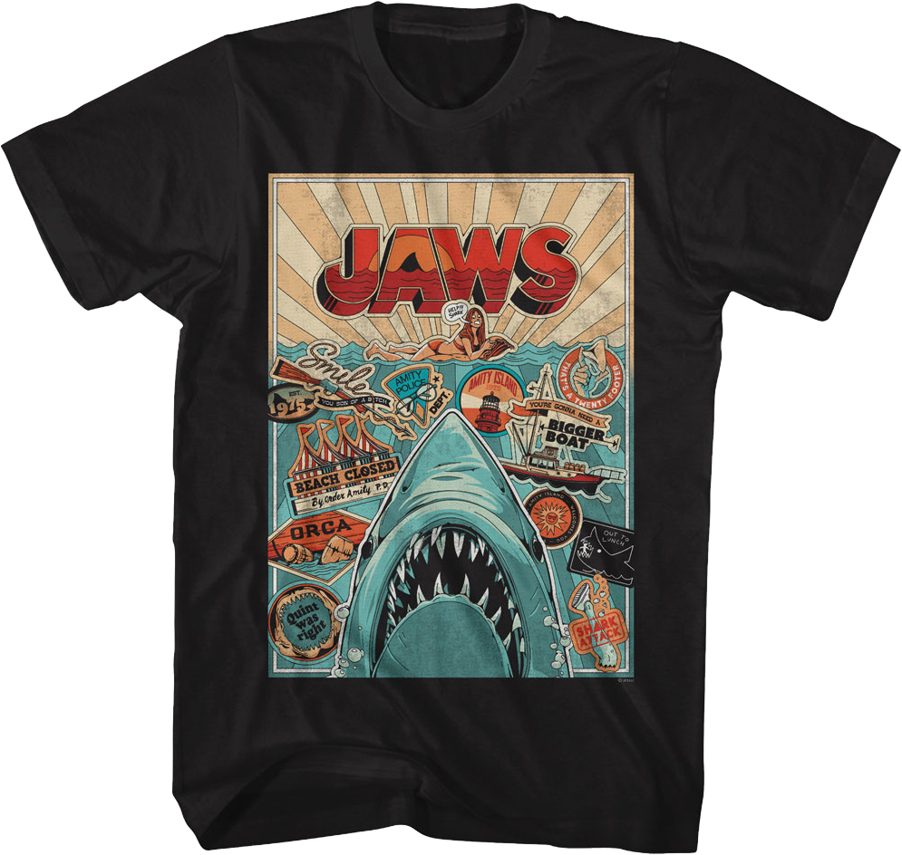 Collage Poster Jaws T-Shirts, Hoodie, Sweatshirt