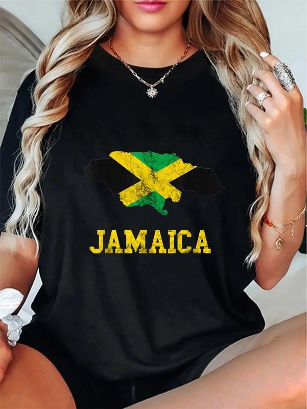 cotton Jamaica Map Jamaican Flag Caribbean Trip Jamaica Roots T-Shirt casual Fashion graphic tees women Hoodie, Sweatshirt