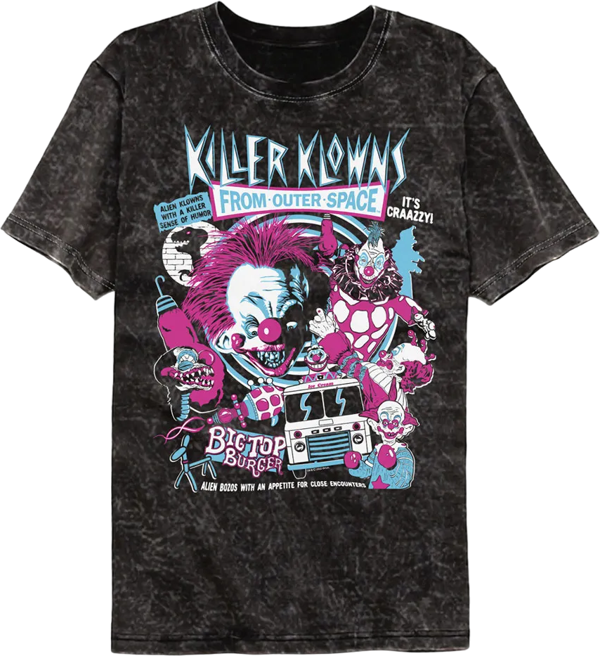 Crazy Collage Killer Klowns From Outer Space Mineral Wash T-Shirt Hoodie, Sweatshirt | CiraTrend.com (Image 1)