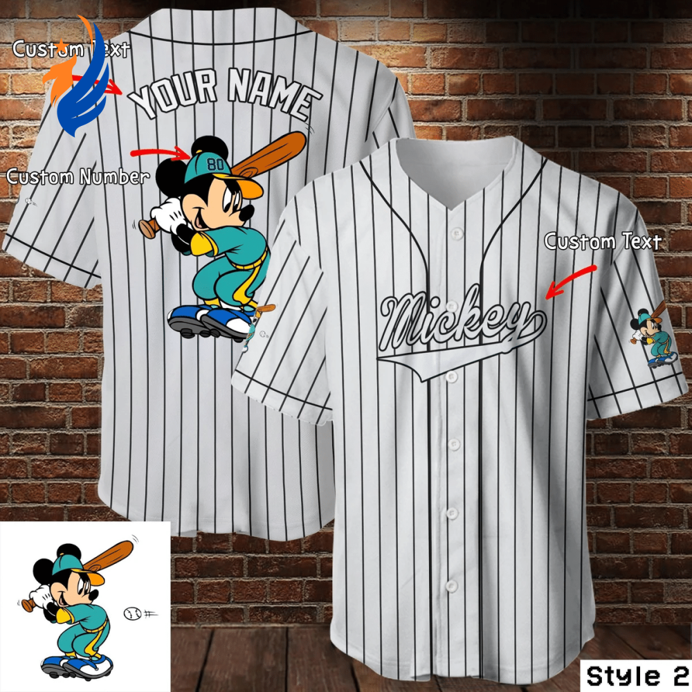Personalized Disney Mickey Mouse Baseball Jersey - Custom Name & Unique Design - Bafud