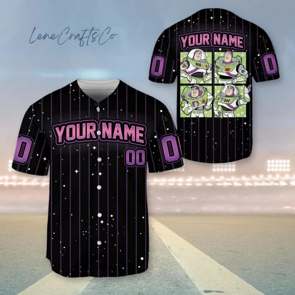 Custom Name Toy Story Buzz Lightyear Black Baseball Jersey