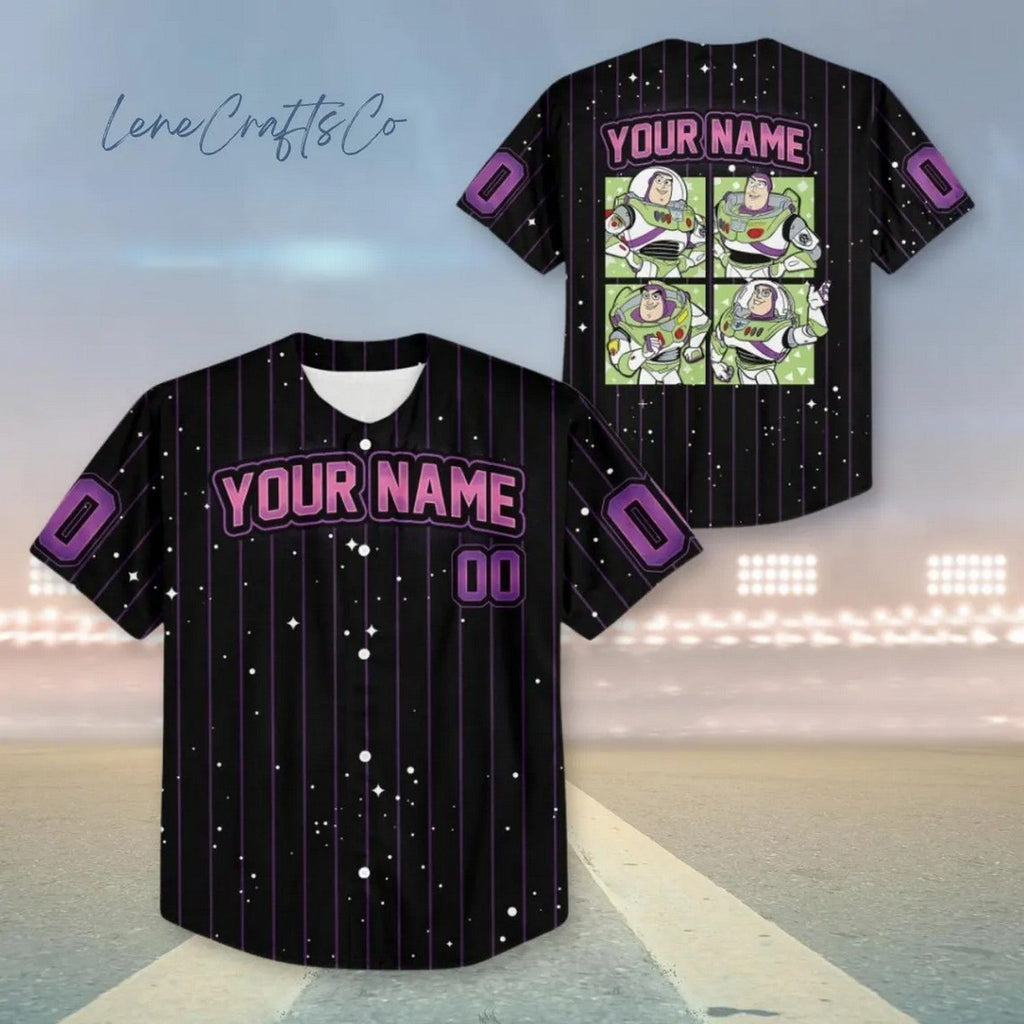 Custom Name Toy Story Buzz Lightyear Black Baseball Jersey