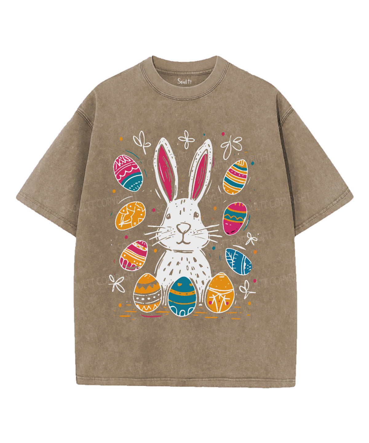 Easter Bunny Eggs Unisex Washed Christian T-shirt Hoodie, Sweatshirt | CiraTrend.com (Image 5)