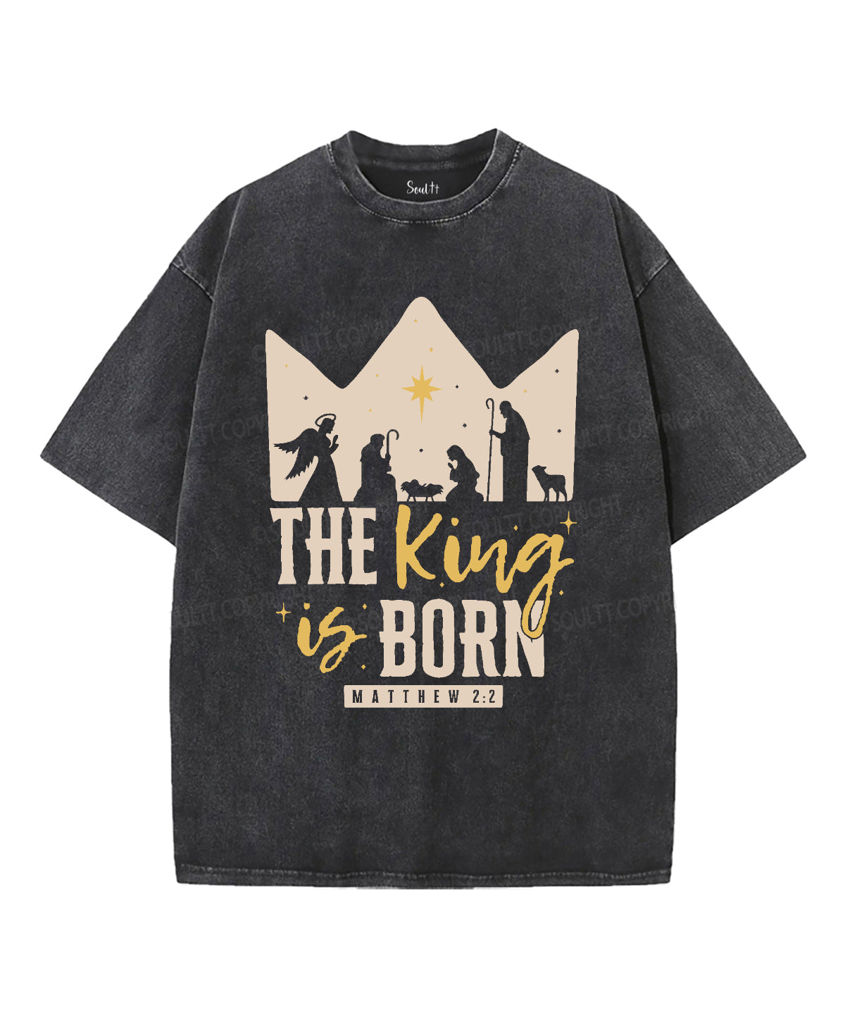 The King Is Born Washed Christian T-shirt Hoodie, Sweatshirt | CiraTrend.com (Image 1)
