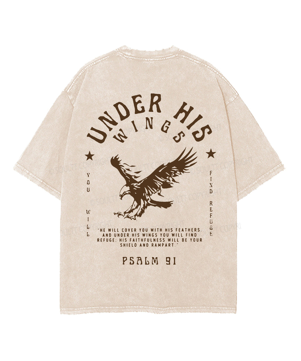 Under His Wings Double Sided Unisex Washed Christian T-shirt Hoodie, Sweatshirt | CiraTrend.com (Image 4)