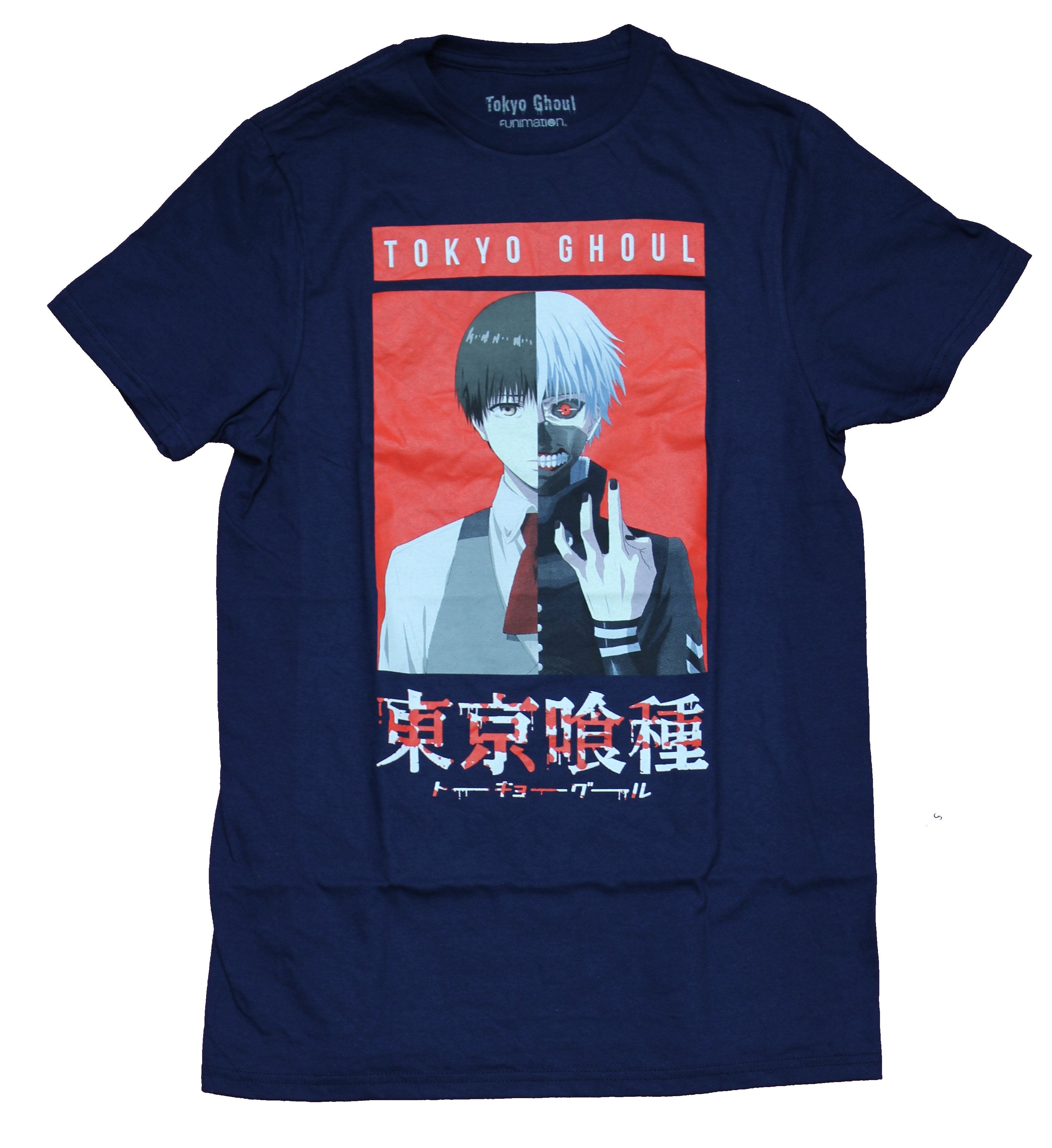 Tokyo ghoul Mens T-Shirt - Ghoul Split Face Over Kanji Image Hoodie, Sweatshirt | CiraTrend.com