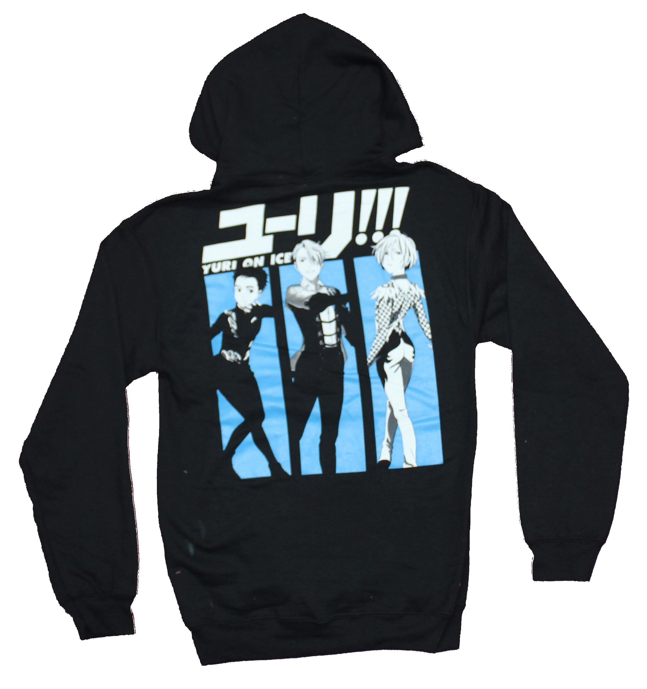 Yuri On Ice Mens Pull Over Hoodie - Triple Threat Character Back & Lapel Logo Image T-Shirts, Sweatshirt (Image 2)