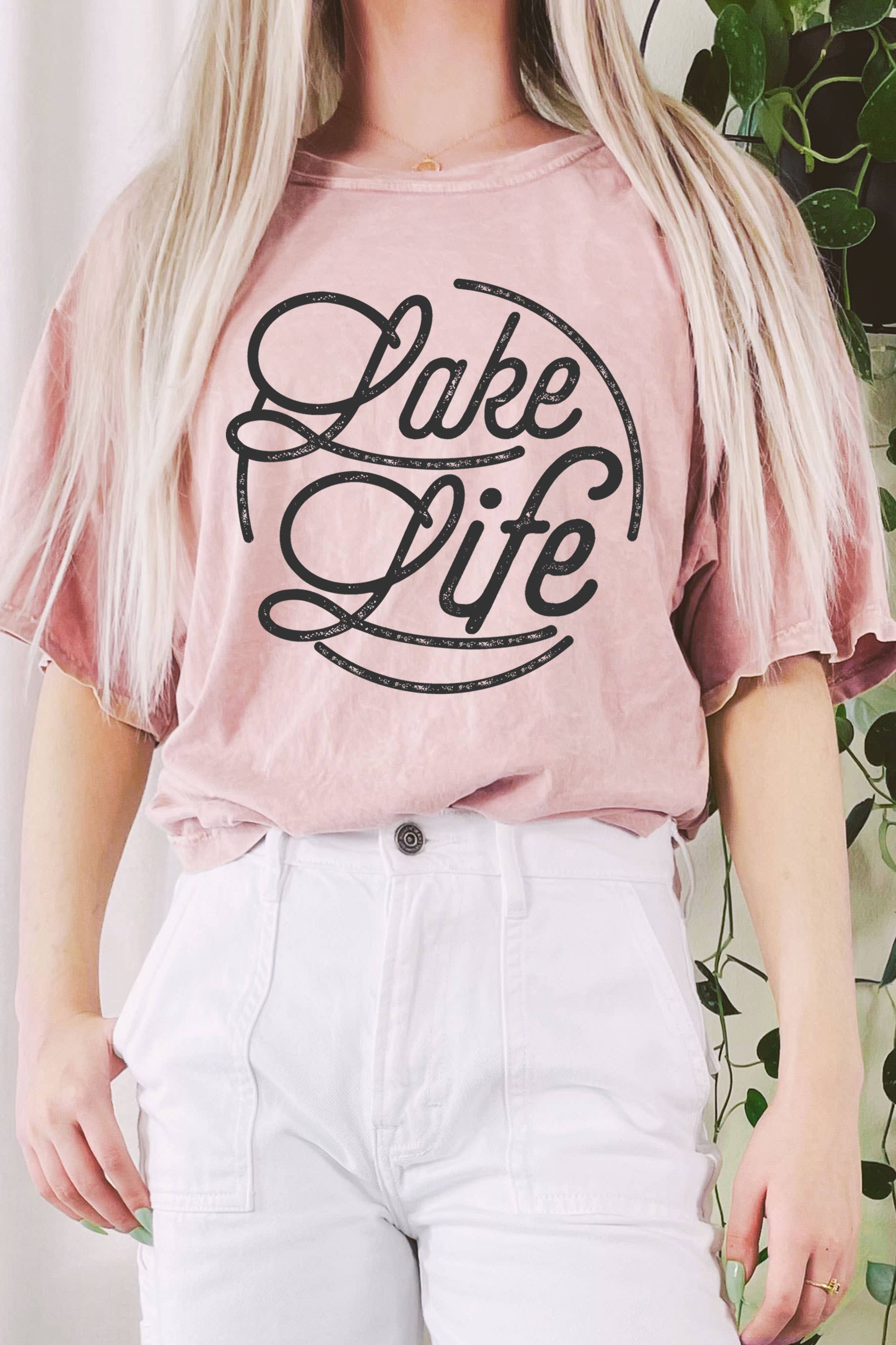 Lake Life Graphic Mineral Graphic Long Crop Top