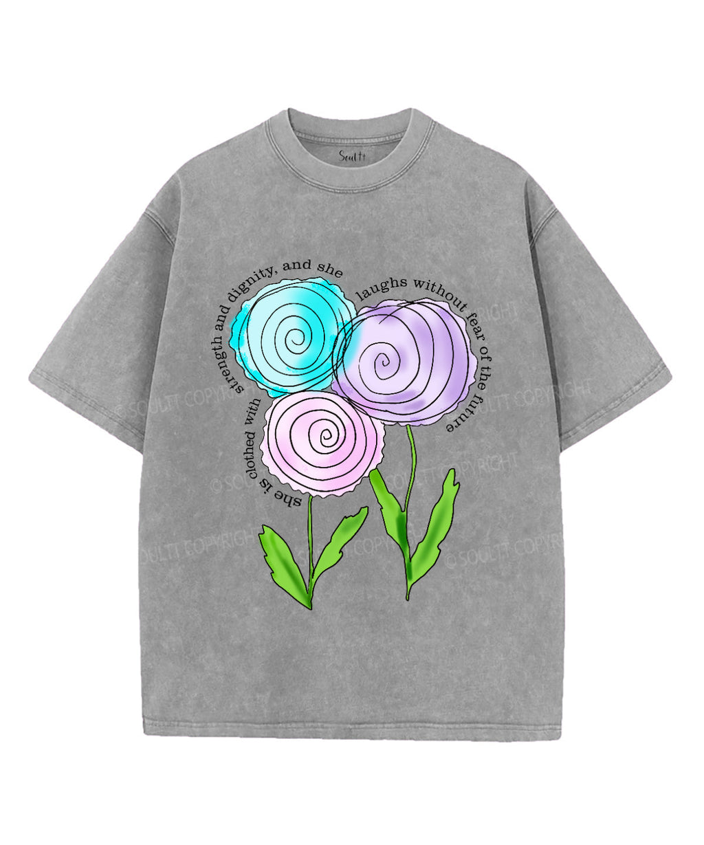 She Is Clothed With Strength And Dignity Washed Christian T-shirt Hoodie, Sweatshirt | CiraTrend.com (Image 3)