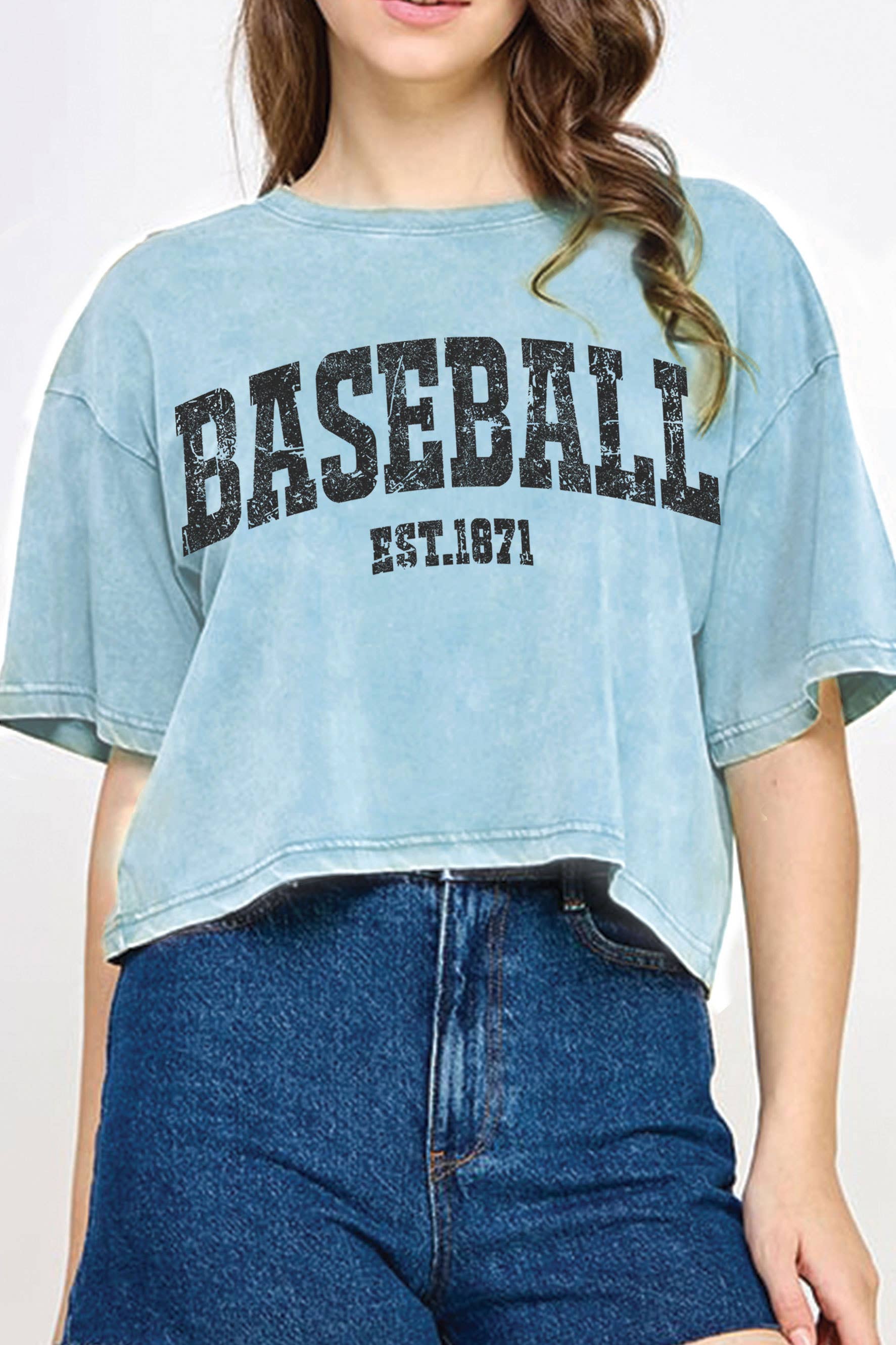 Baseball Est 1871 Mineral Graphic Long Crop Top
