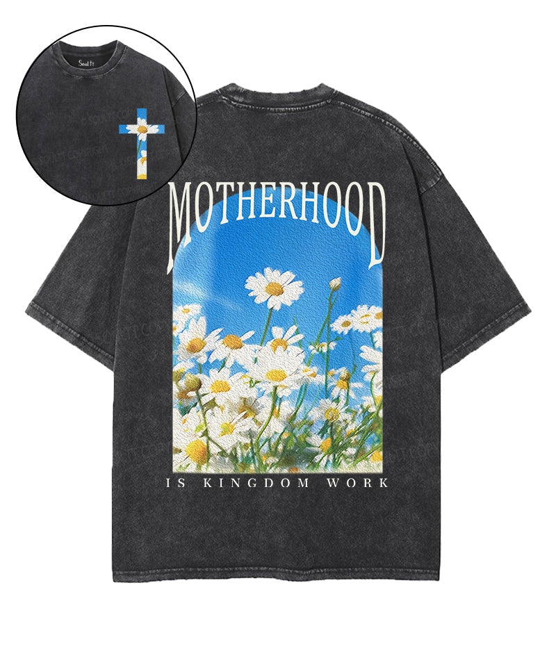 Motherhood Is Kingdom Work Double Sided Unisex Washed Christian T-shirt Style005 Hoodie, Sweatshirt | CiraTrend.com (Image 1)