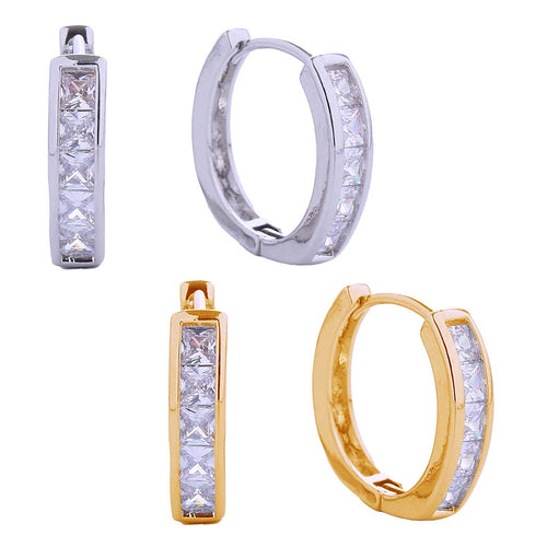 14K Gold-Dipped Cubic Zirconia Hoop Earrings