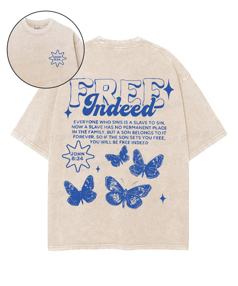Free Indeed Double Sided Unisex Washed Christian T-shirt Style001 Hoodie, Sweatshirt | CiraTrend.com (Image 1)