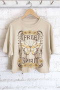Free Spirit Butterfly Graphic Long Crop Top