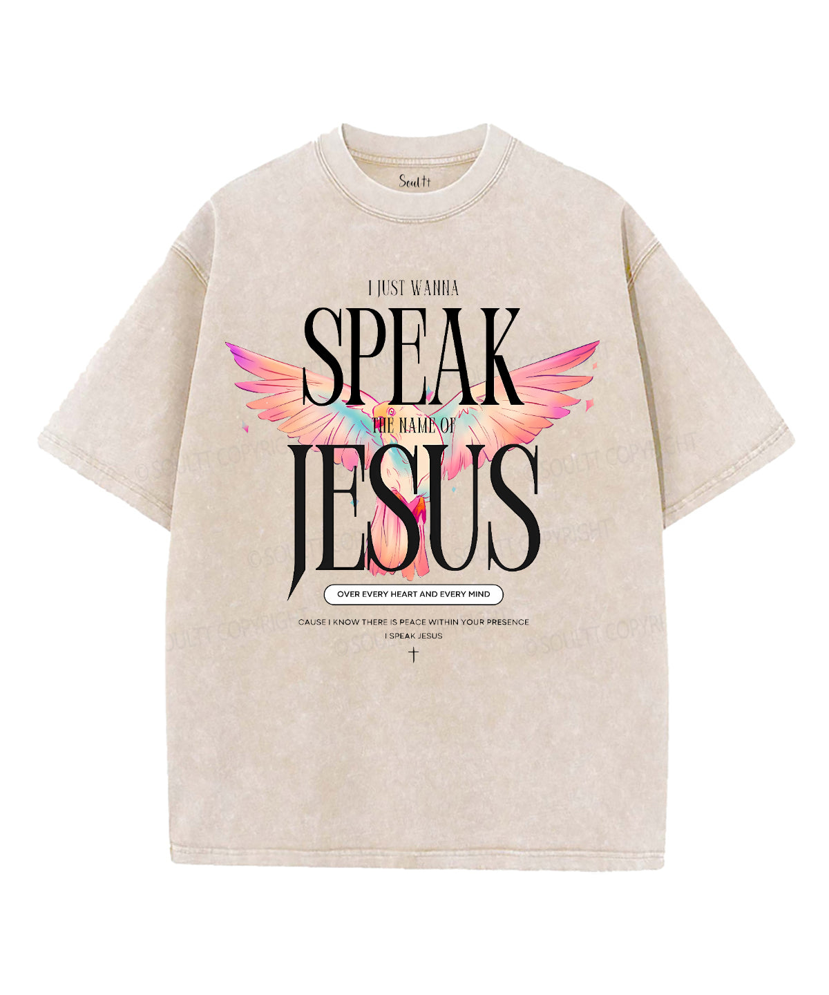 Speak The Name Of Jesus Unisex Washed Christian T-shirt Hoodie, Sweatshirt | CiraTrend.com (Image 2)