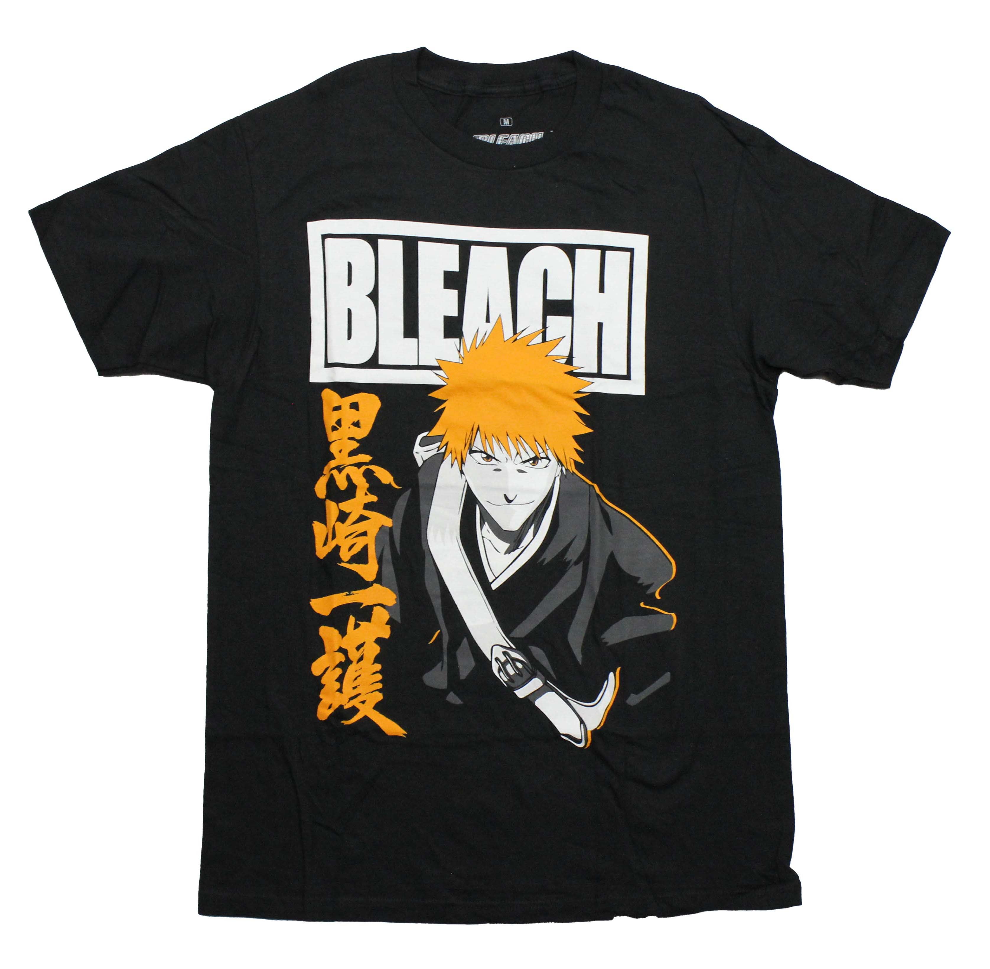 Bleach Mens T-Shirt -  Under Logo Ichigo Orange Hair and Kanji Hoodie, Sweatshirt | CiraTrend.com