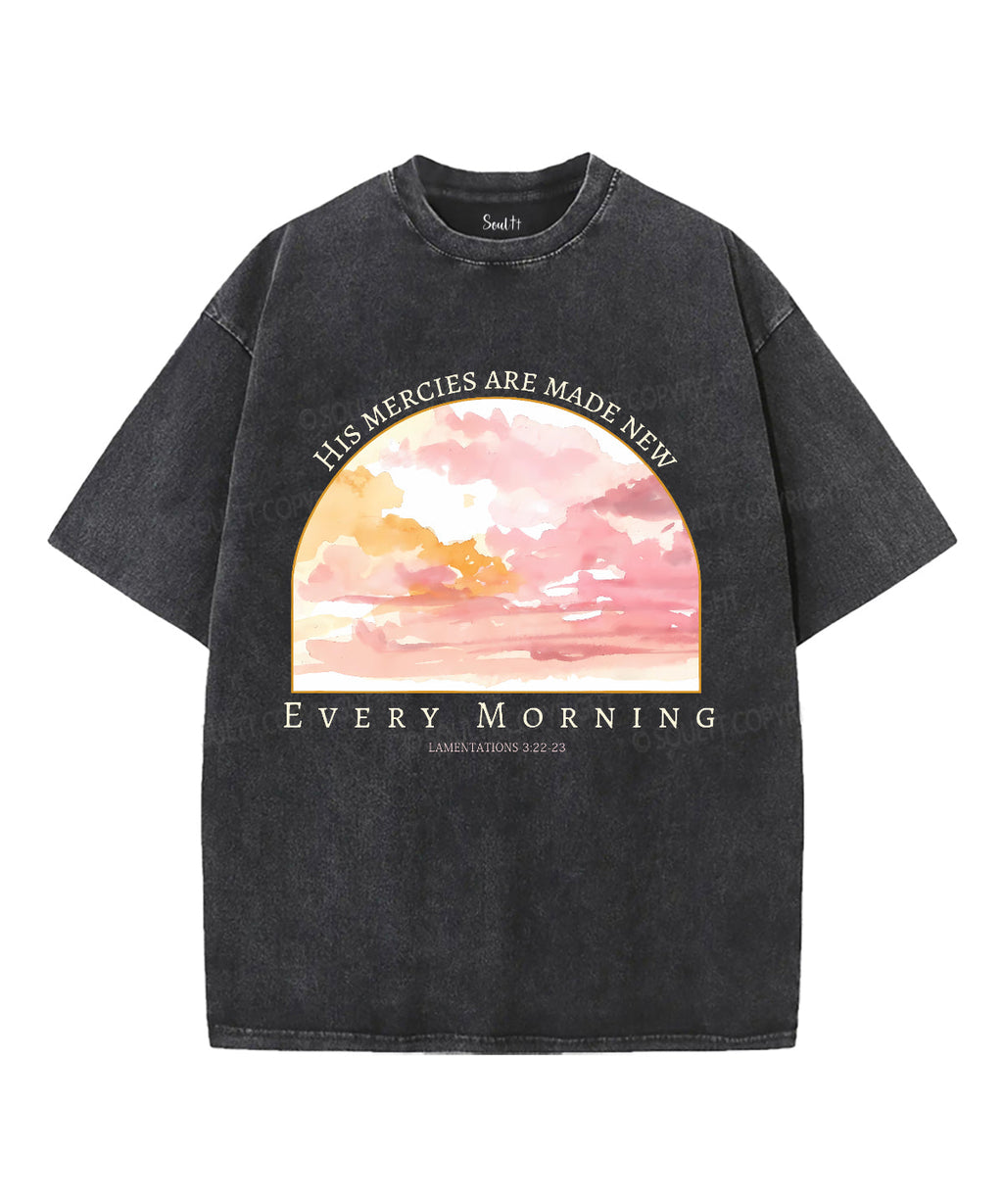 His Mercies Are New Every Morning Unisex Washed Christian T-shirt Hoodie, Sweatshirt | CiraTrend.com (Image 2)