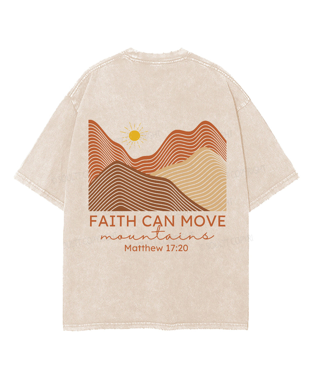 Faith Can Move Mountain Double Sided Unisex Washed Christian T-shirt Hoodie, Sweatshirt | CiraTrend.com (Image 3)