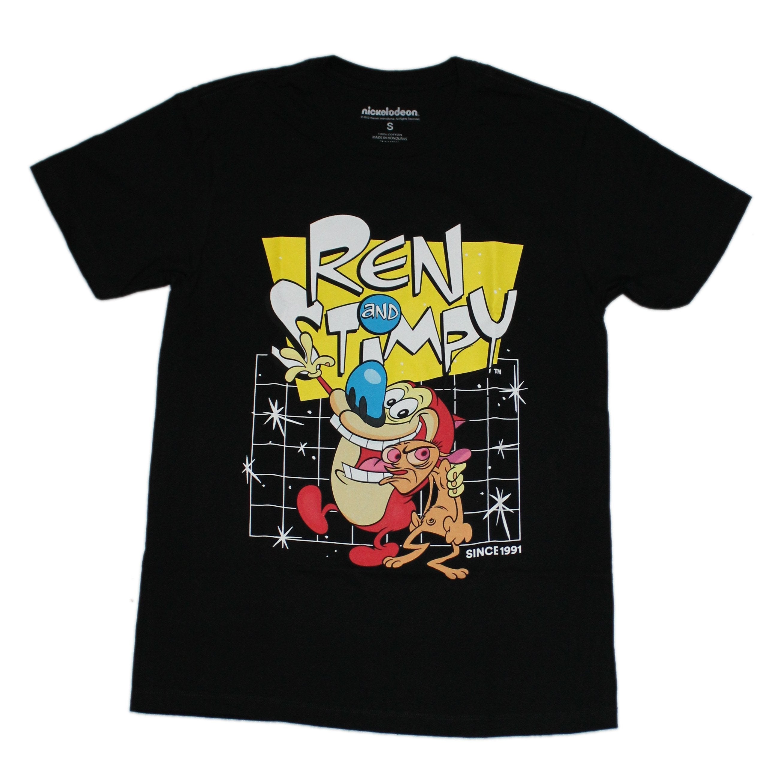 Ren and Stimpy Mens T-Shirt -  Hugging Under Logo on Grid Hoodie, Sweatshirt | CiraTrend.com