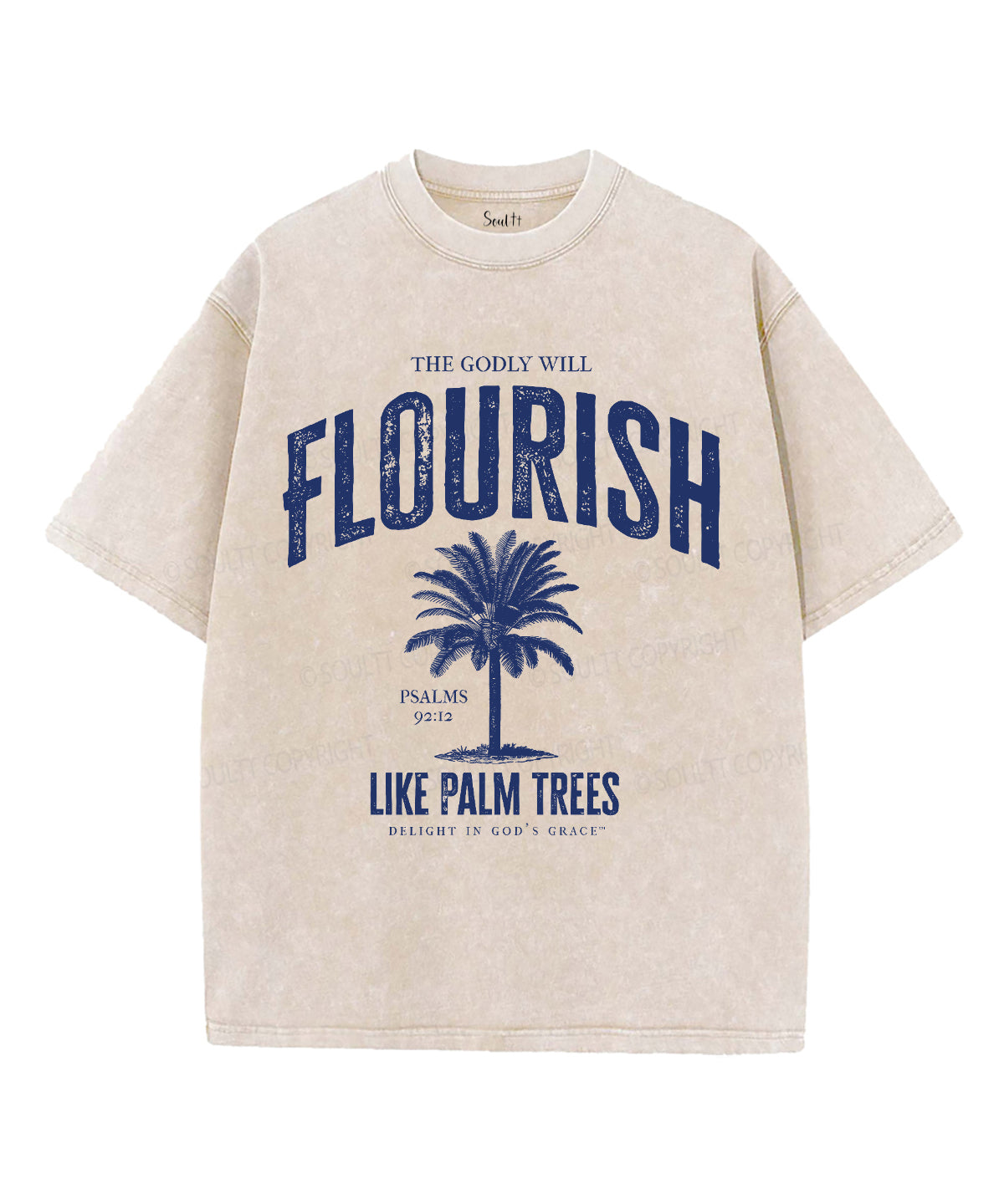 Flourish Like Palm Trees Unisex Washed Christian T-shirt Hoodie, Sweatshirt | CiraTrend.com (Image 1)