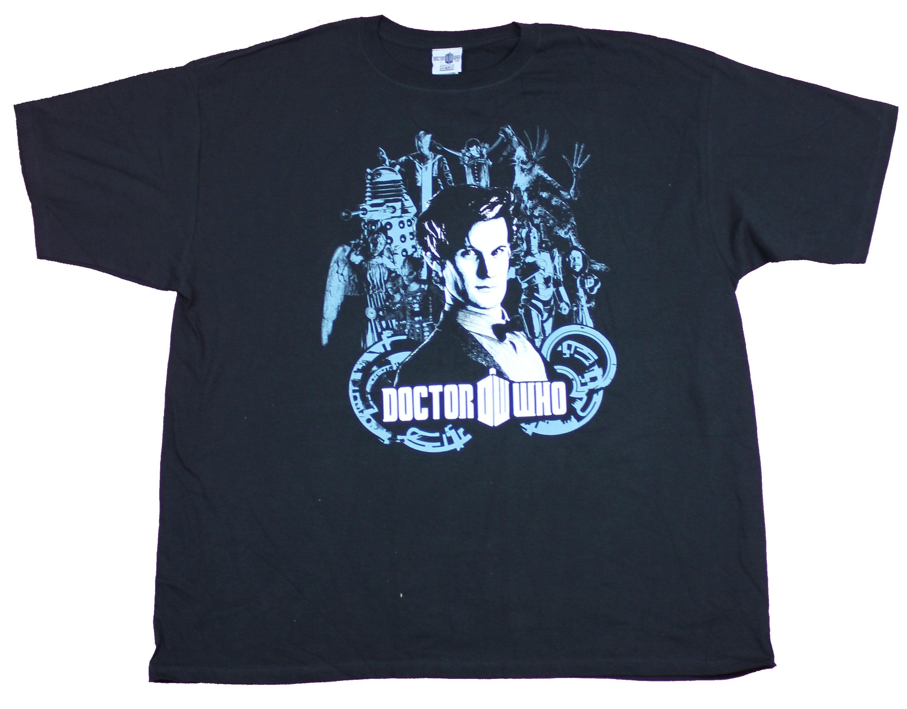 Doctor Who Mens T-Shirt  - 11th Doctor Over A Collage Of Enemies Hoodie, Sweatshirt | CiraTrend.com