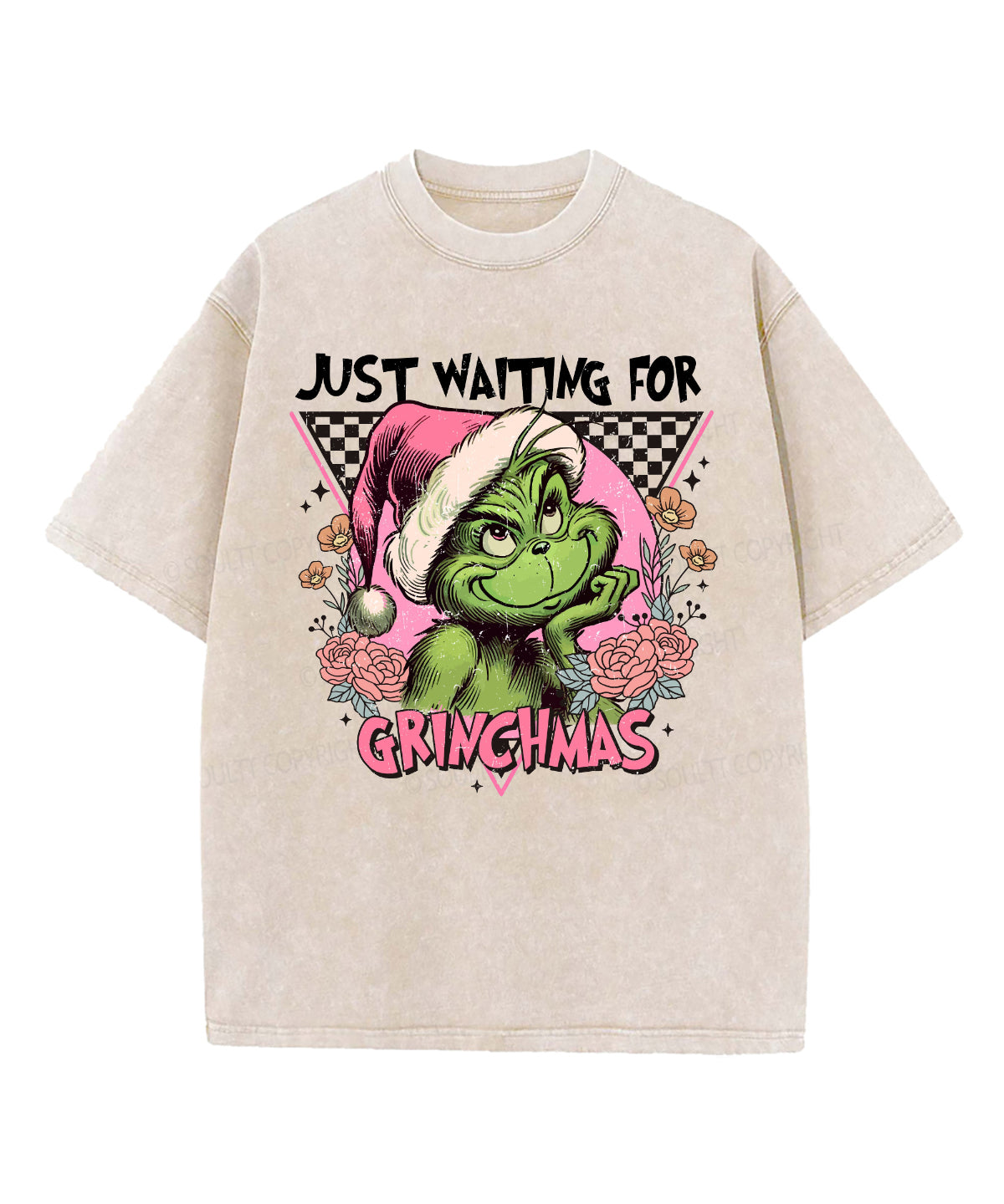 Just Waiting For Grinchmas Washed Christian T-shirt Hoodie, Sweatshirt | CiraTrend.com (Image 1)