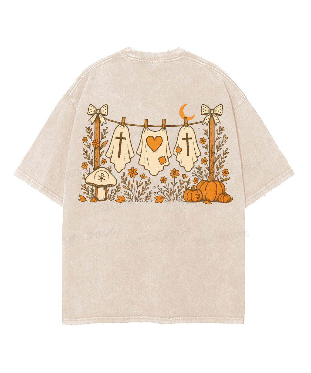 Halloween Ghost Double Sided Unisex Washed Christian T-shirt Hoodie, Sweatshirt | CiraTrend.com (Image 2)