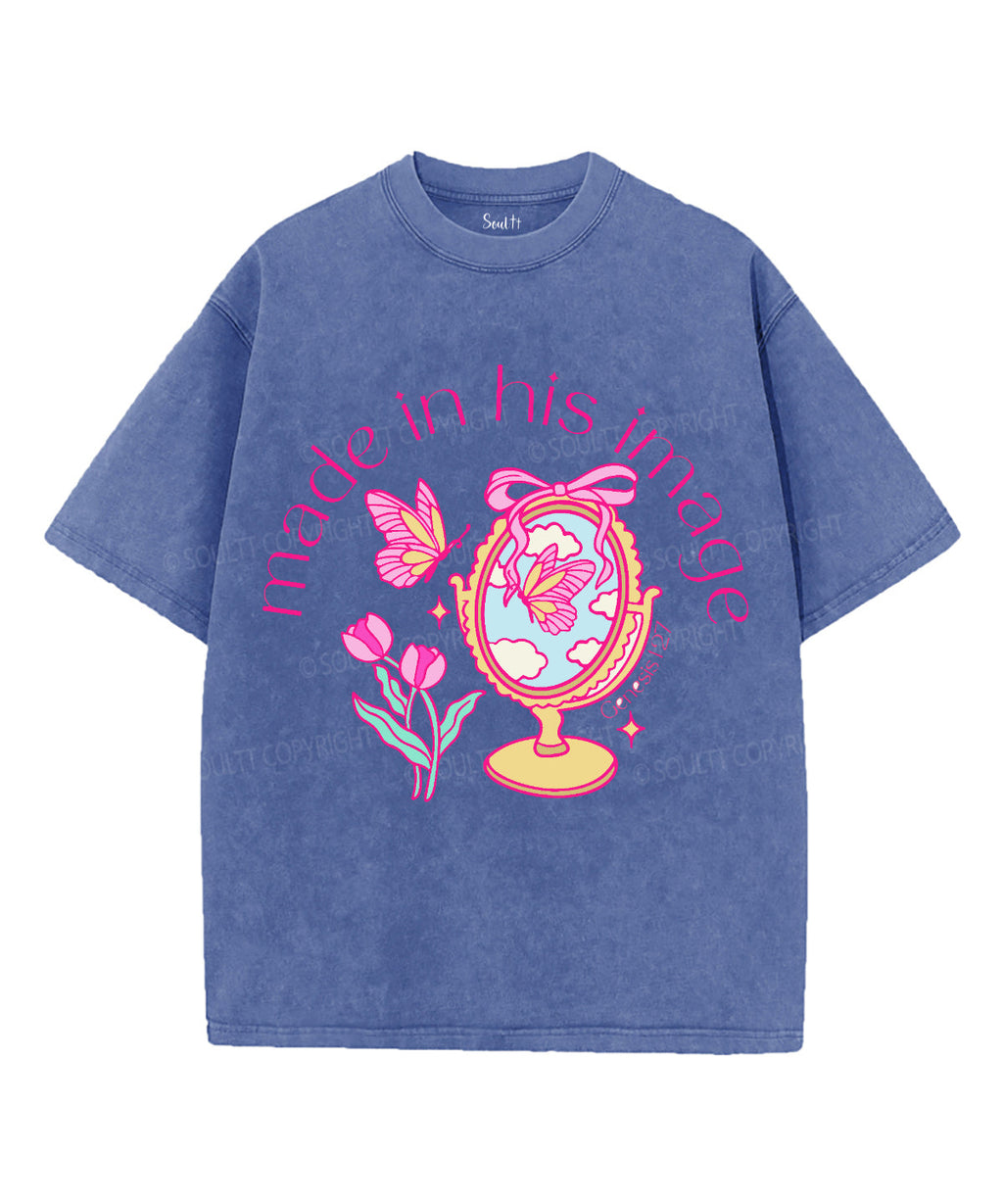 Made in His Image Unisex Washed Christian T-shirt Hoodie, Sweatshirt | CiraTrend.com (Image 4)