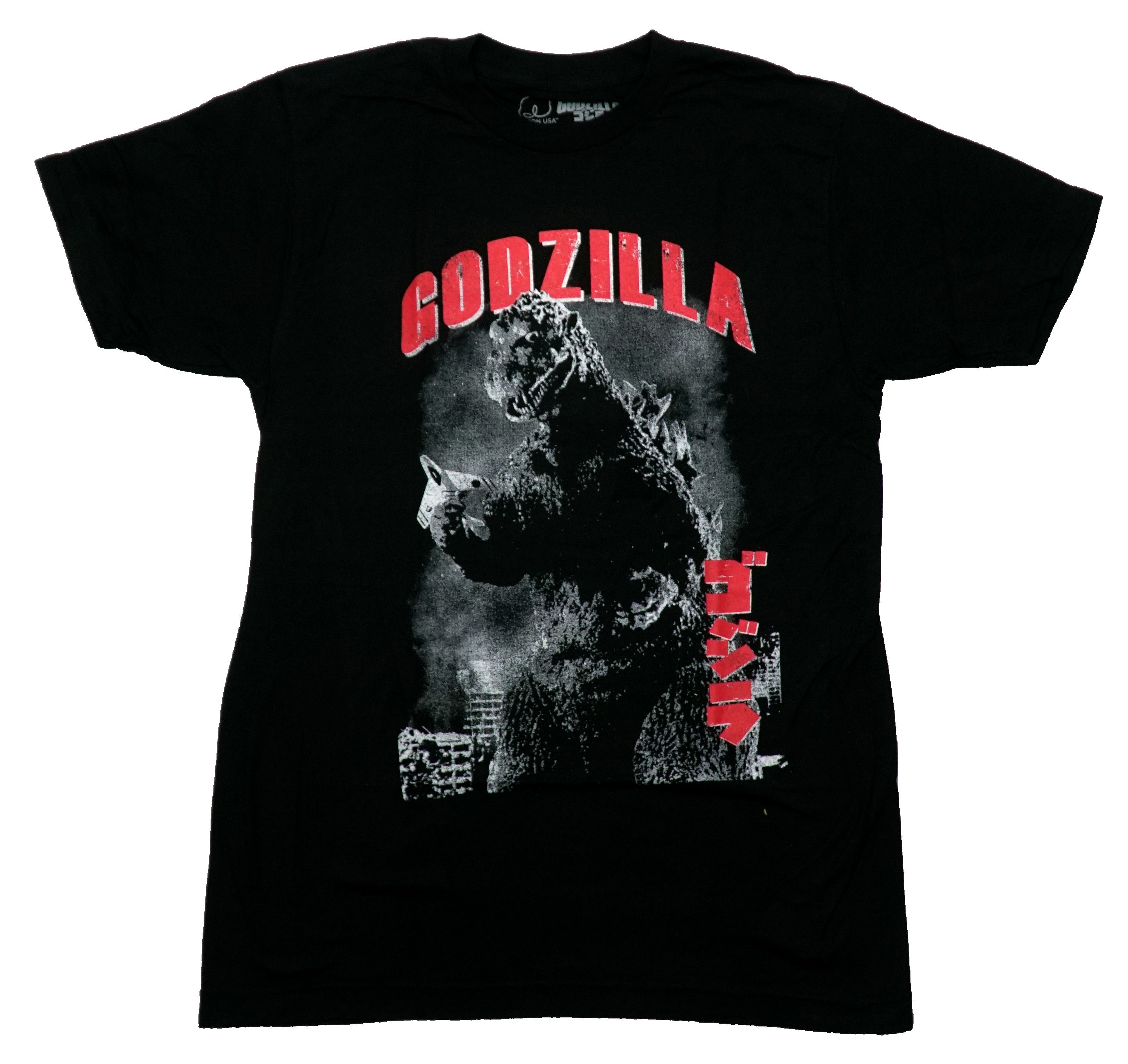 Godzilla  Mens T-Shirt - Black & White Classic Destruction Under Red Title Hoodie, Sweatshirt | CiraTrend.com
