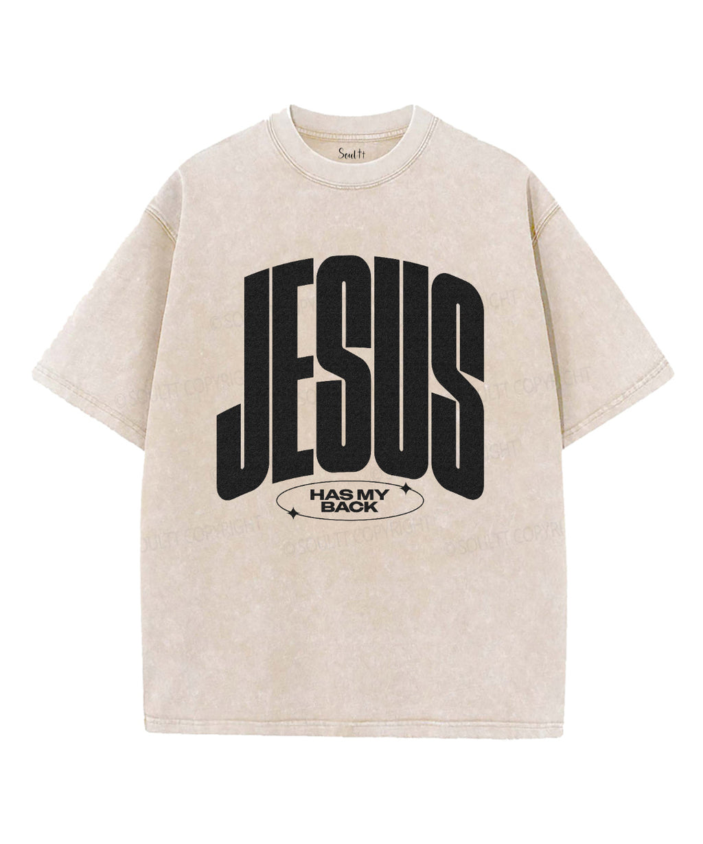 Jesus Has My Back Unisex Washed Christian T-shirt Hoodie, Sweatshirt | CiraTrend.com (Image 1)