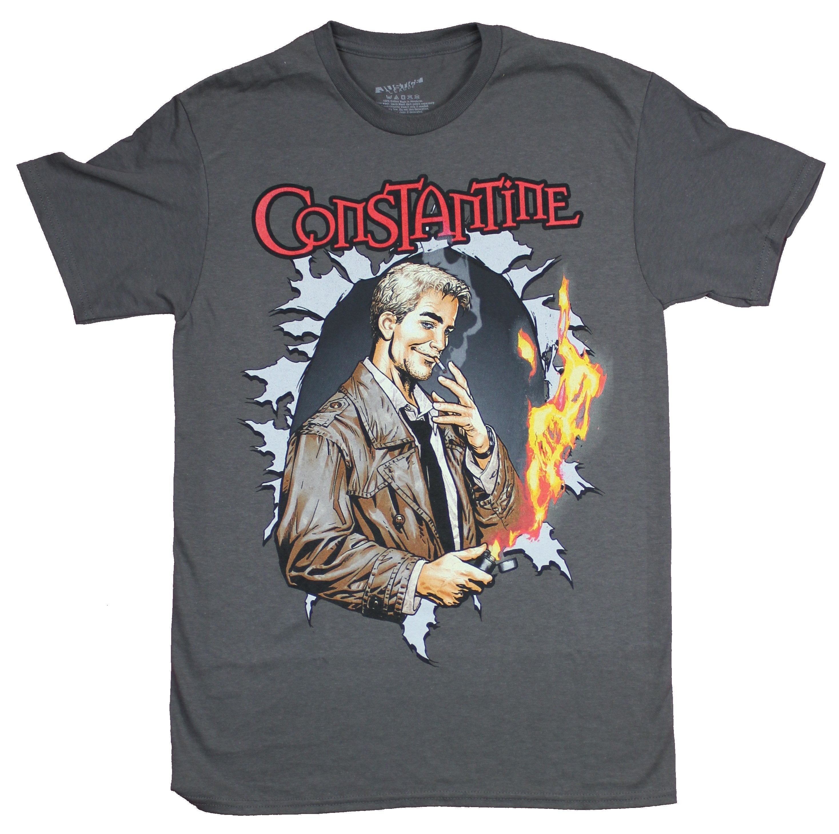 Constantine Mens T-Shirt - John Constantine Burns a Hole Right Through Hoodie, Sweatshirt | CiraTrend.com