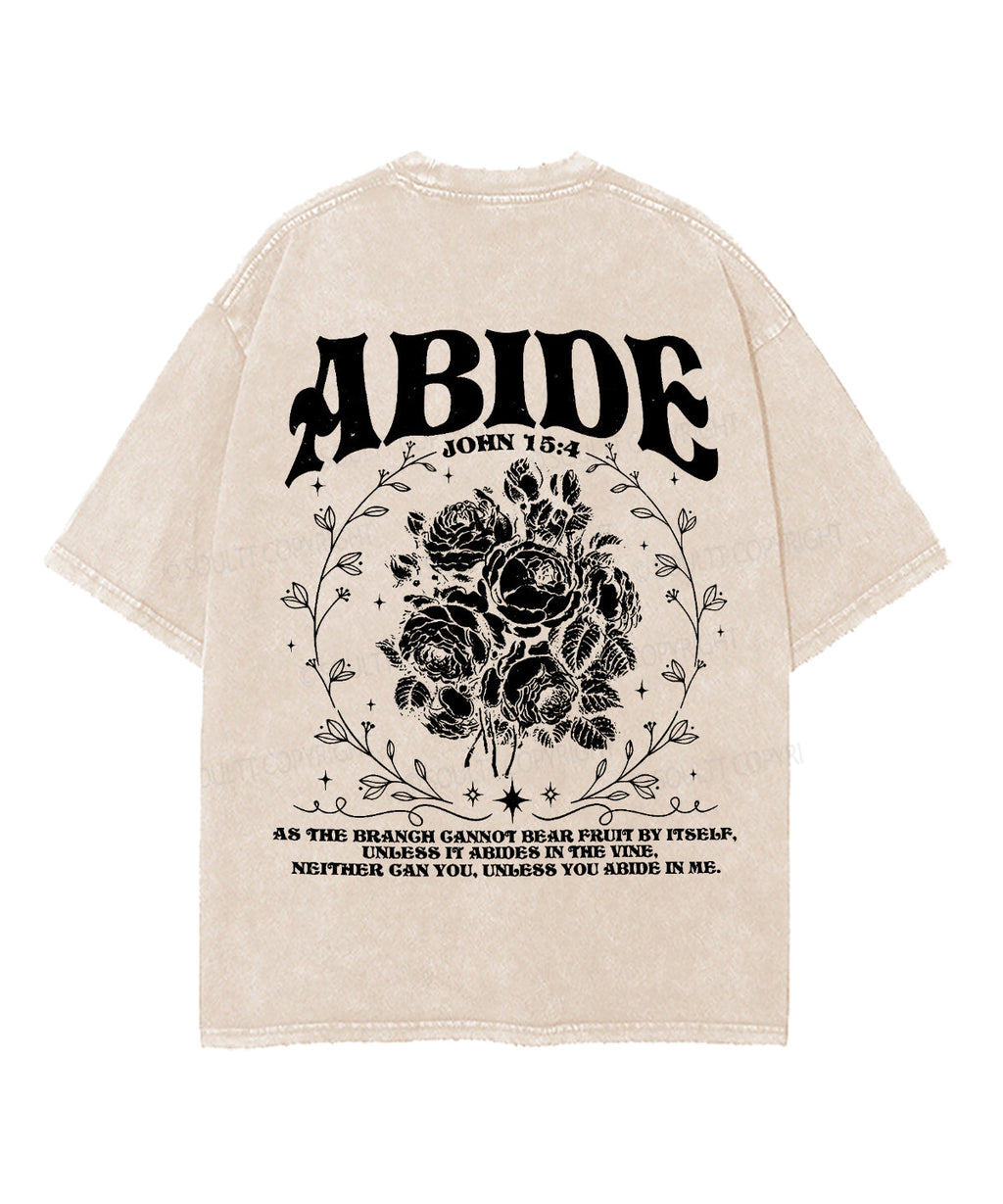 Abide Double Sided Unisex Washed Christian T-shirt Hoodie, Sweatshirt | CiraTrend.com (Image 4)