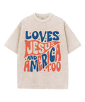 Love Jesus And America Too Unisex Washed Christian T-shirt Hoodie, Sweatshirt | CiraTrend.com (Image 1)