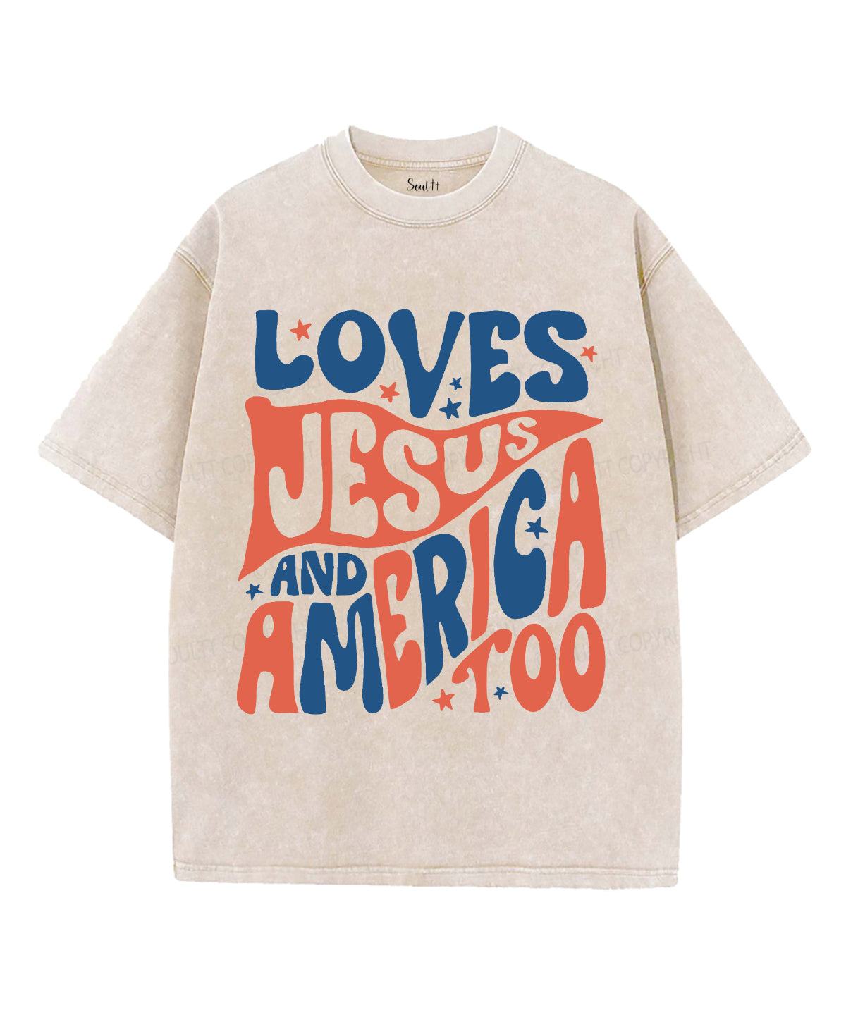 Love Jesus And America Too Unisex Washed Christian T-shirt Hoodie, Sweatshirt | CiraTrend.com (Image 1)