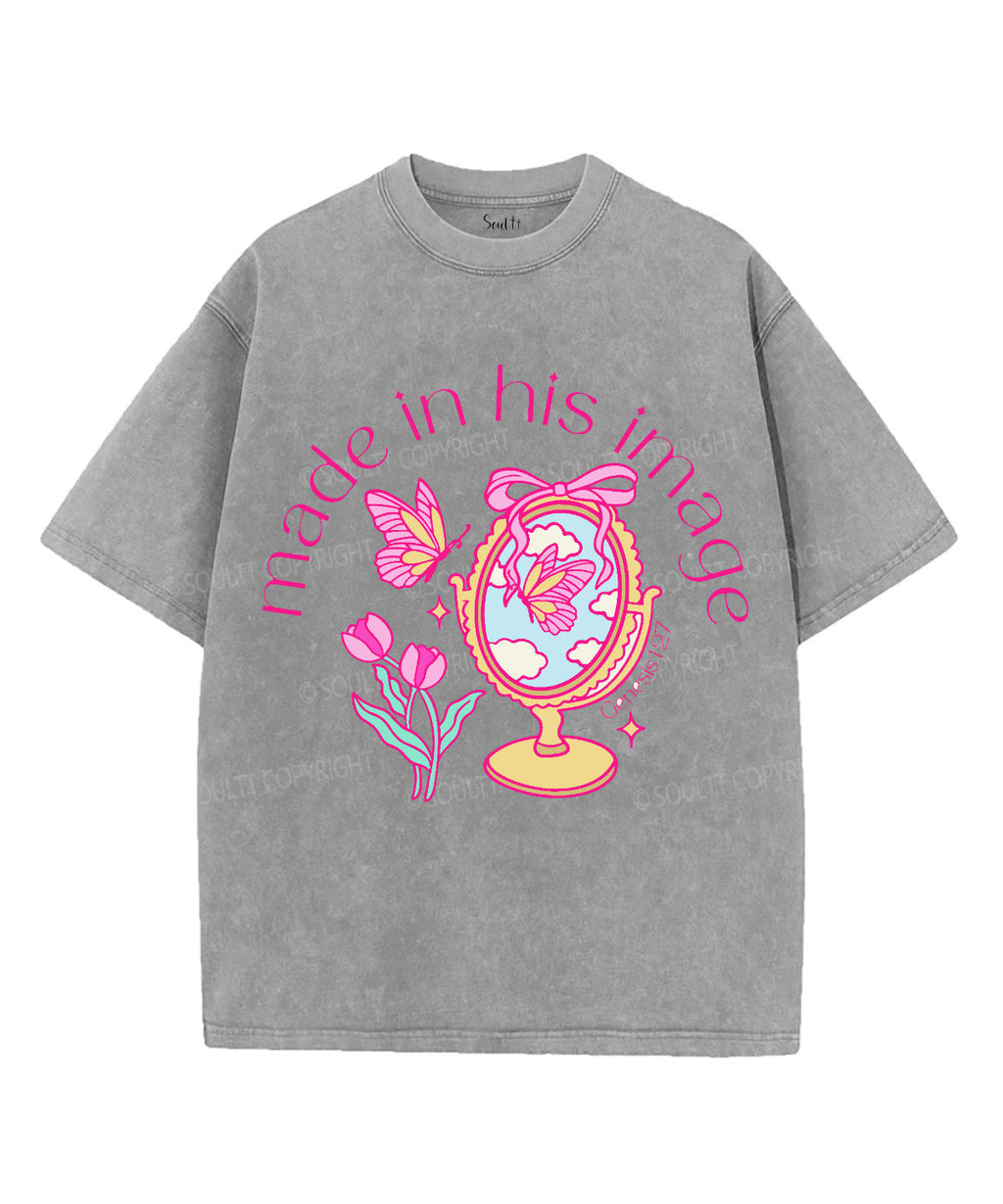 Made in His Image Unisex Washed Christian T-shirt Hoodie, Sweatshirt | CiraTrend.com (Image 3)