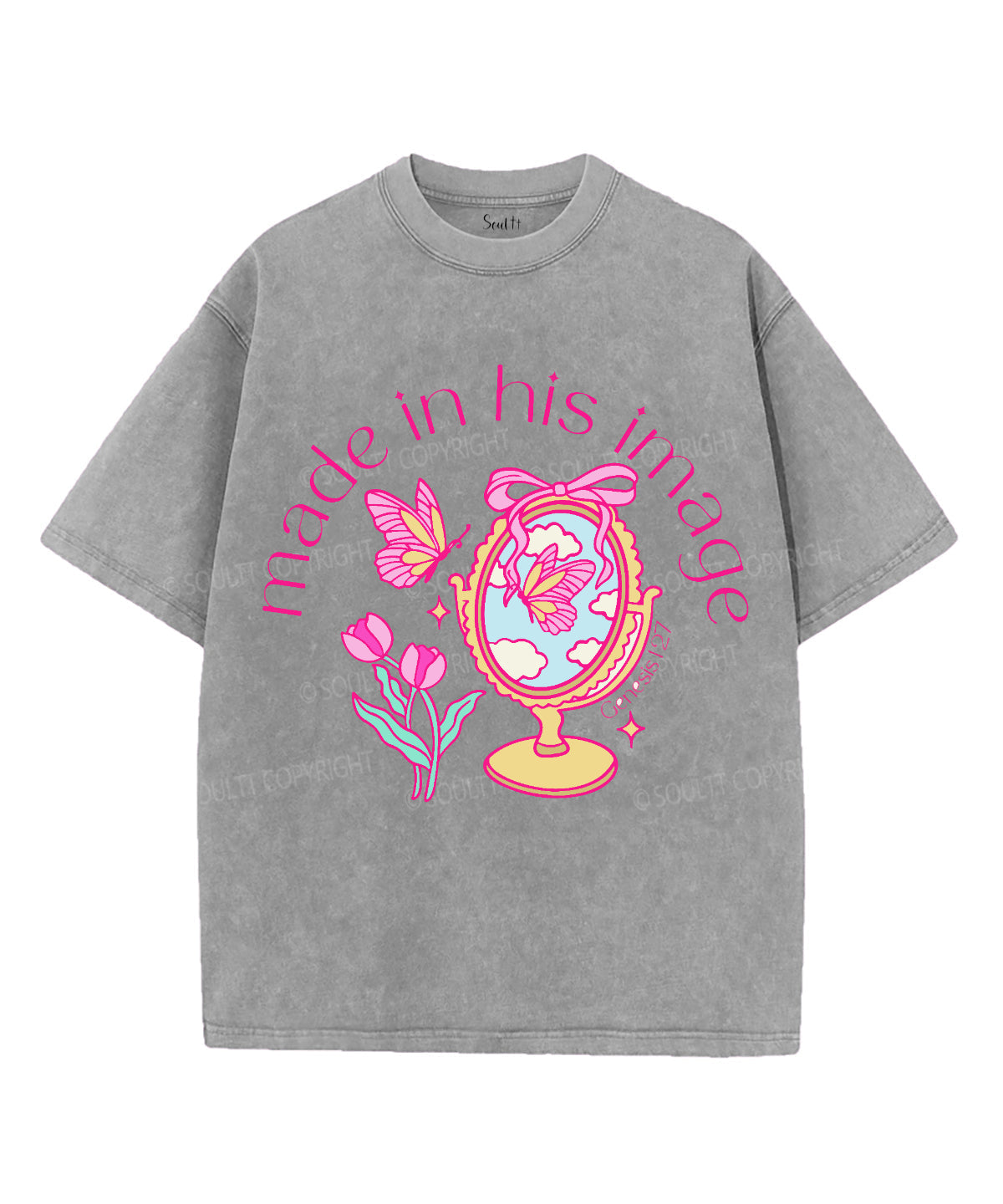 Made in His Image Unisex Washed Christian T-shirt Hoodie, Sweatshirt | CiraTrend.com (Image 3)