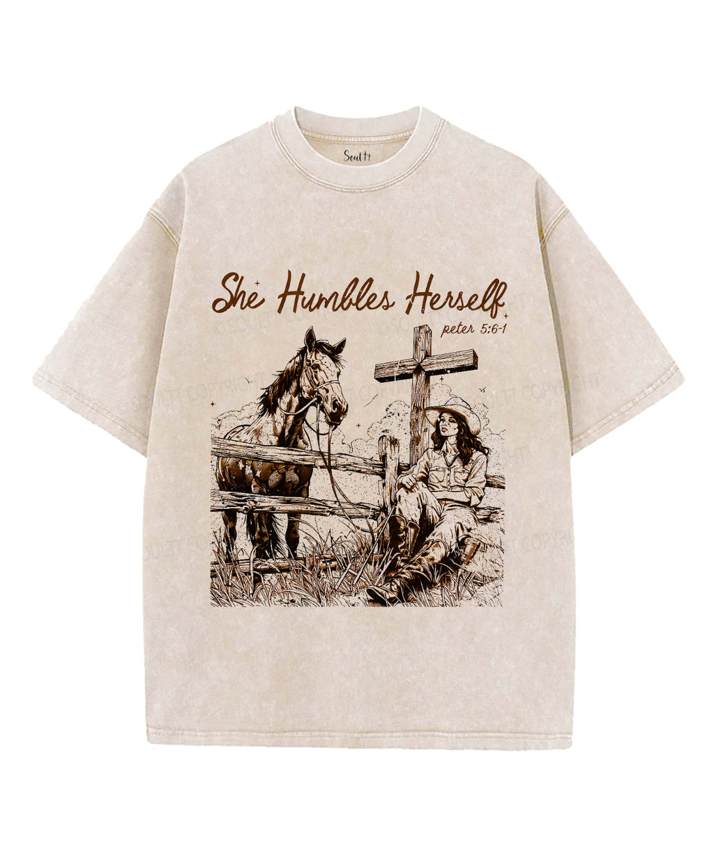 She Humbles Herself Unisex Washed Christian T-shirt Hoodie, Sweatshirt | CiraTrend.com (Image 1)