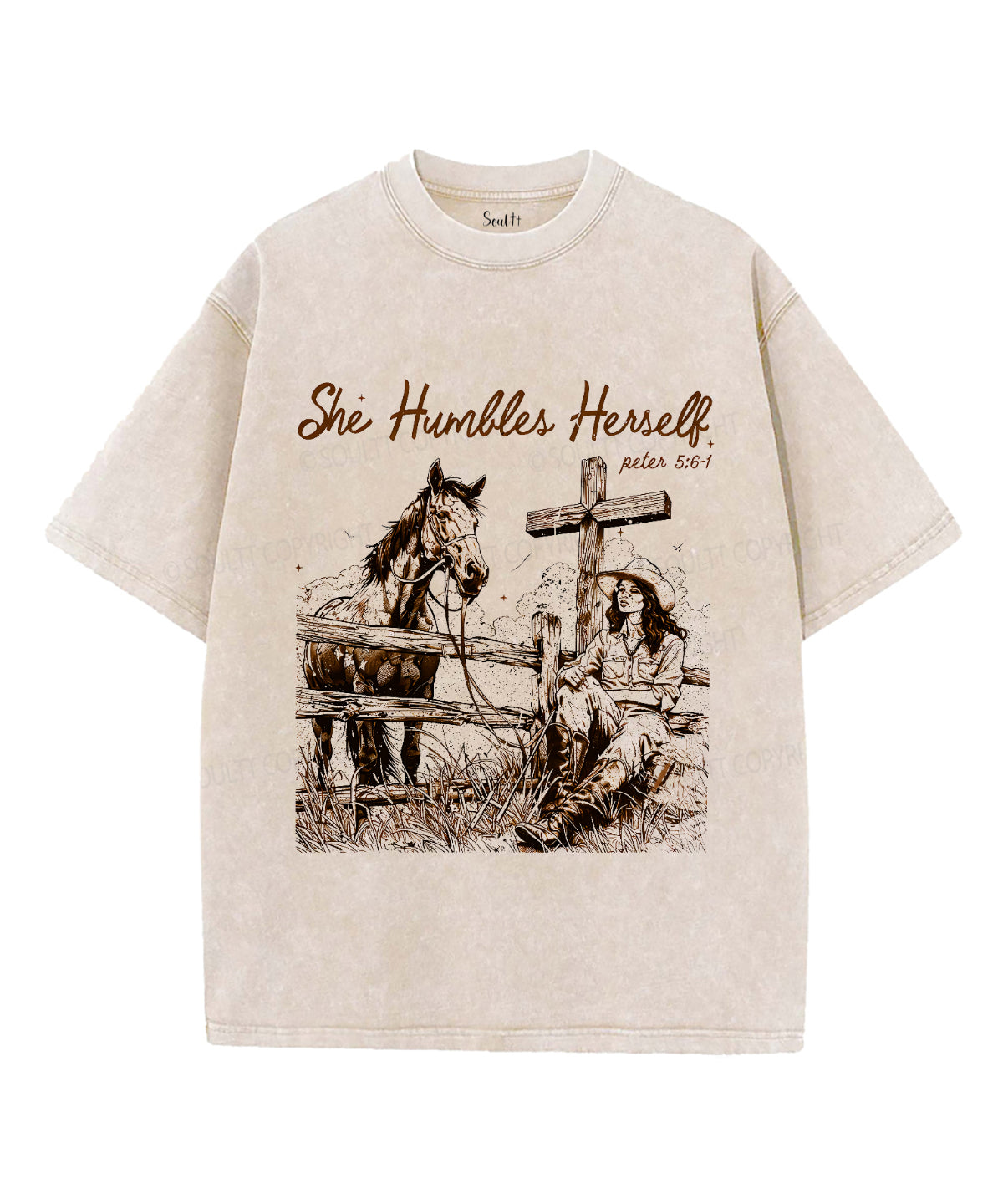 She Humbles Herself Unisex Washed Christian T-shirt Hoodie, Sweatshirt | CiraTrend.com (Image 1)