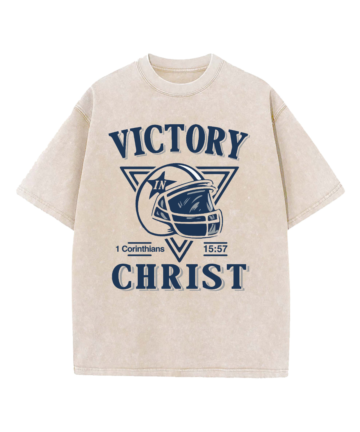 Victory In Christ Football Washed Christian T-shirt Hoodie, Sweatshirt | CiraTrend.com (Image 1)
