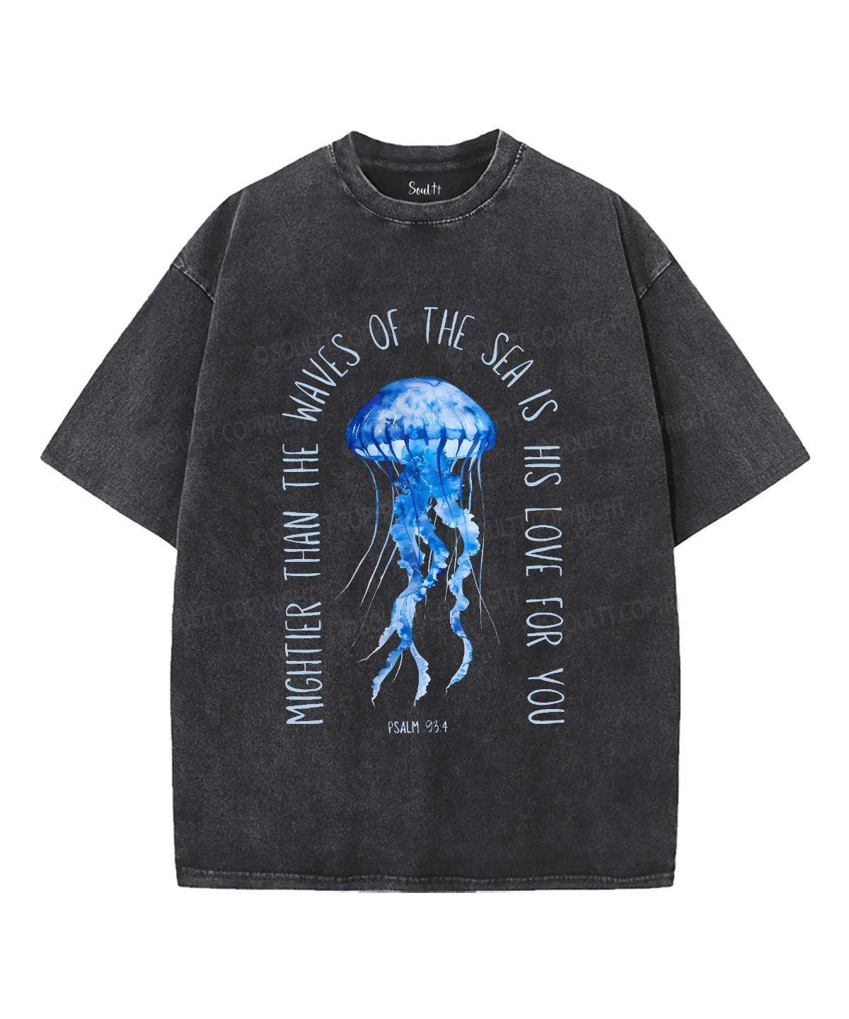 Mightier Than The Waves Unisex Washed Christian T-shirt Hoodie, Sweatshirt | CiraTrend.com (Image 1)